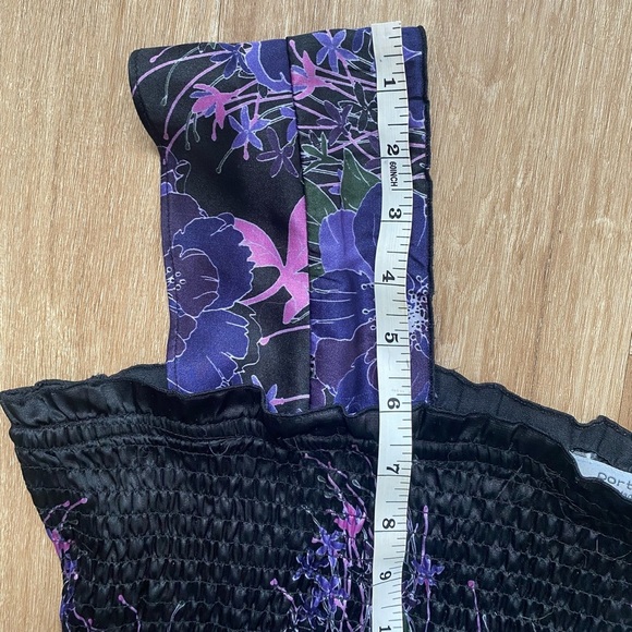 Portmans Black & Purple Butterfly Sleeves Shirring Bust Tank Size 10 - Picture 6 of 13